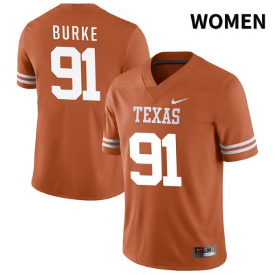 Texas Longhorns Women's #91 Ethan Burke Authentic Orange NIL 2022 College Football Jersey PDS20P8N